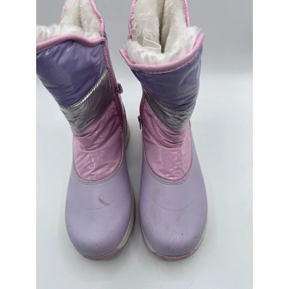 Wonder Nation 5 Purple Snow Boots Kids Faux Fur Lined Metallic Winter